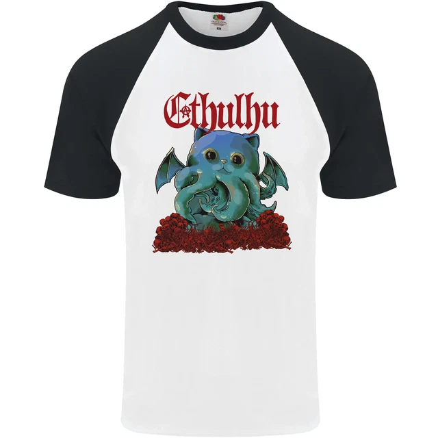 Maglietta da baseball Cathulhu Funny Cat Cthulhu parodia Kraken S/S