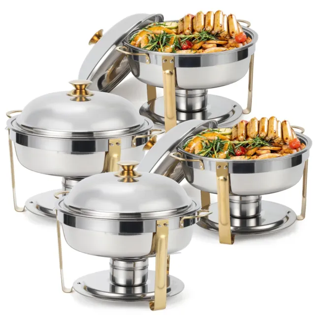 Amhier 5 Qt Chafing Dish Buffet Set with Stainless Steel Lid, Round Chafers