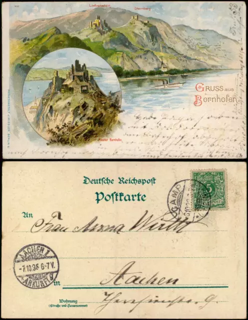 Ansichtskarte Litho AK Kamp-Bornhofen Litho Ak: 2 Bild Burgen 1898