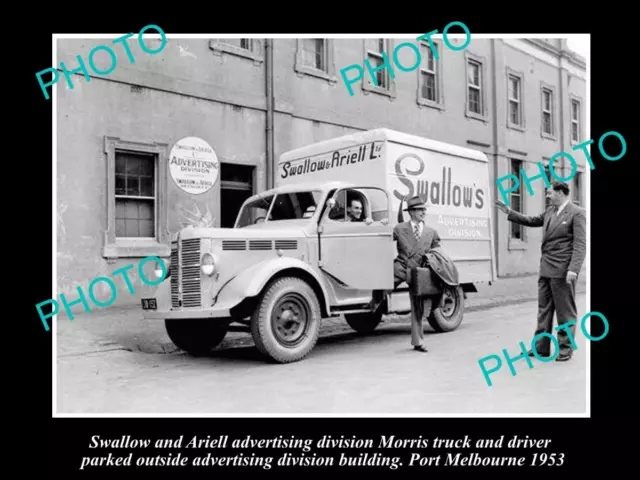 OLD POSTCARD SIZE PHOTO OF SWALLOW & ARIELL DELIVERY TRUCK c1953 MELBOURNE