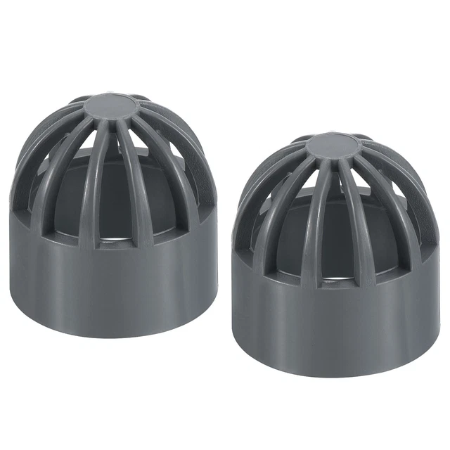 2Pcs 3/4" Atrium Grate Cover Round Outdoor UPVC Sewer Drain Pipe Fitting Gray