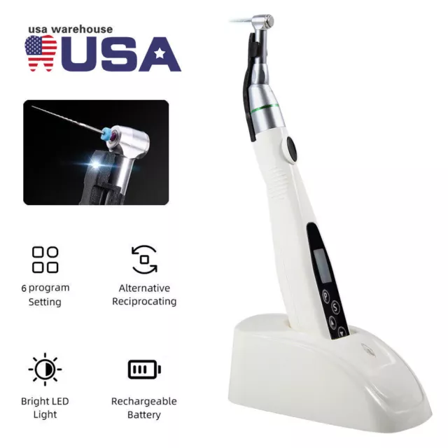 Dental 16:1 Wireless Endo Motor LED Lamp Contra Angle Handpiece 6 Modes USA