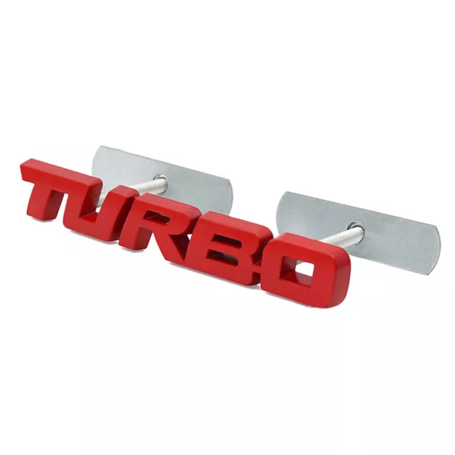 Grille Turbo Logo Car Auto Front Emblem 3D Metal Badge Decal Sticker (Red)