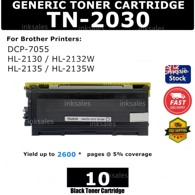 10 Toner TN2030 TN-2030 For Brother HL-2130 HL-2132 HL-2135 DCP-7055 HL-2135W