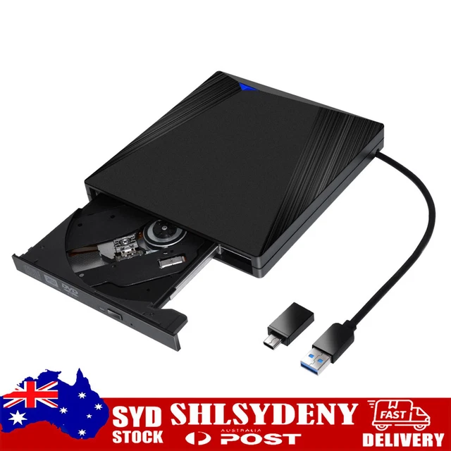 Usb3.0 Type-C External Dvd Rw Cd Drive Player Burner For Laptop Pc Mac Blk AU6