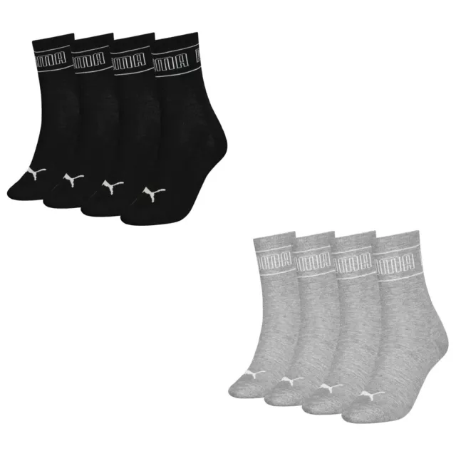 Puma Damen Promo 4er-Pack sportliche atmungsaktive leichte Logo-Crew-Socken