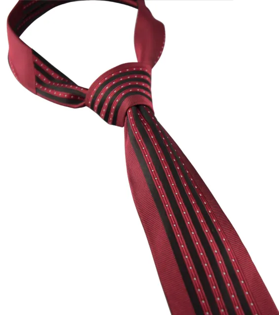 Cravatta nera sottile a righe spilla rossa premium 7 cm seta uomo ragazzi matrimonio designer regalo