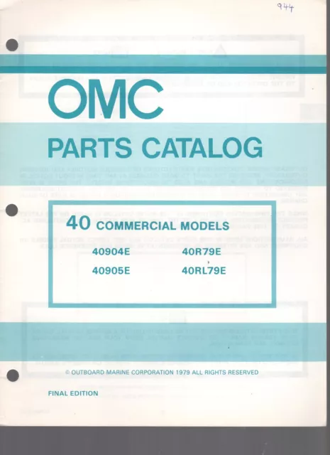 Omc Parts Catalog 1979, 40 Commercial Models  Evinrude & Johnson Outboard Models