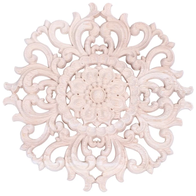 Molti legni intagliati lunghi onlay applique fiori non dipinti inclinazione T3744