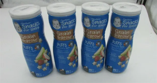 Gerber Puffs Strawberry Apple Snack Baby Grain & grow1.48 Oz 03/2023+ Lot of 4