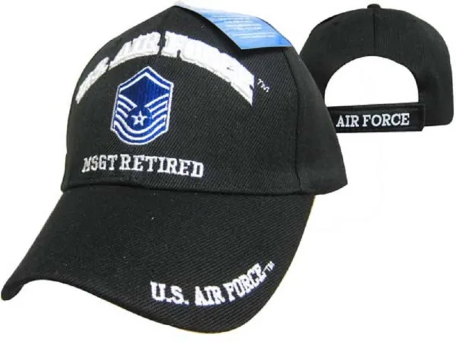 United States Air Force MSGT Retired Hat Black USAF Embroidered Ball Cap NEW