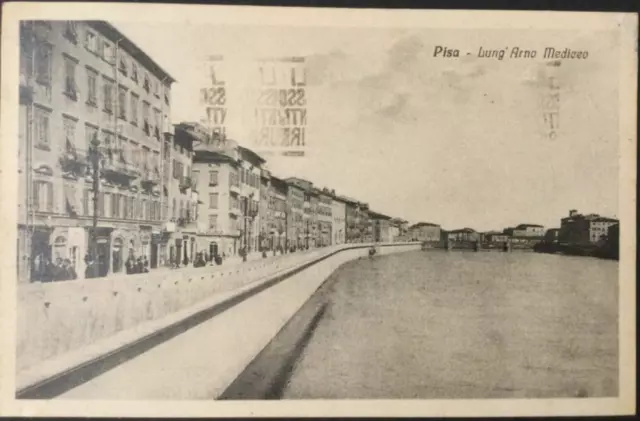 antica cartolina Pisa lung’arno  mediceo. Viaggiata 1932