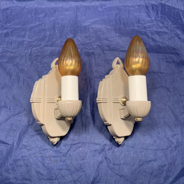 Antique Art Deco Wall Sconce Fixtures Pair Markle 14D