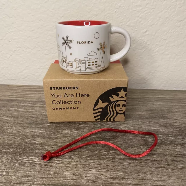 STARBUCKS 2014 Coffee Cup Florida Mug Ornament "You Are Here" Collection 2 oz