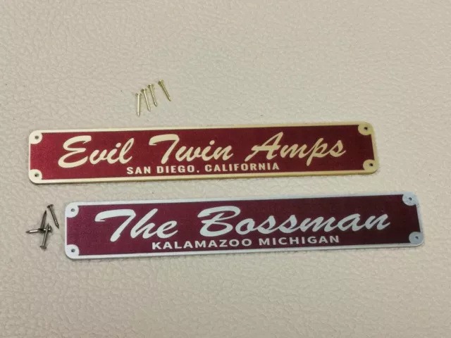 Custom Amplifier Brass or Aluminium Tweed Amp Badge Twin Bandmaster Bassman