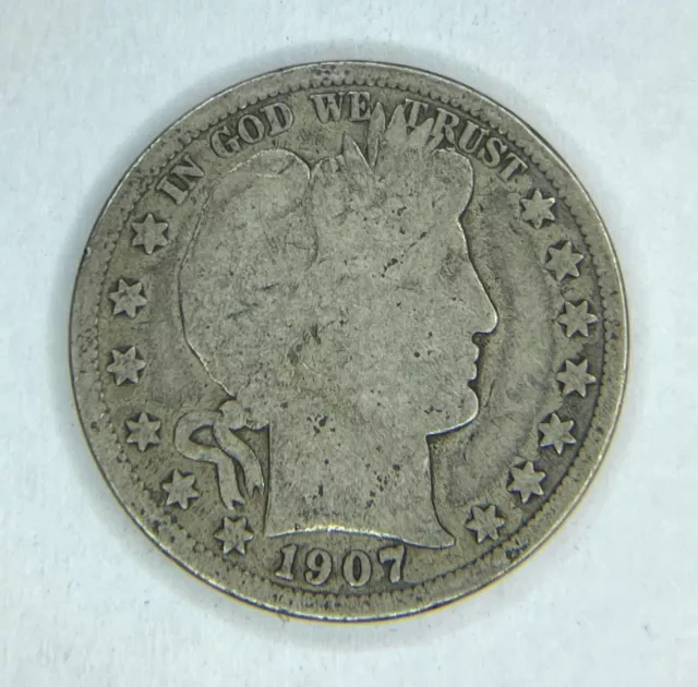 1907 S Barber Silver Half Dollar VG Very Good