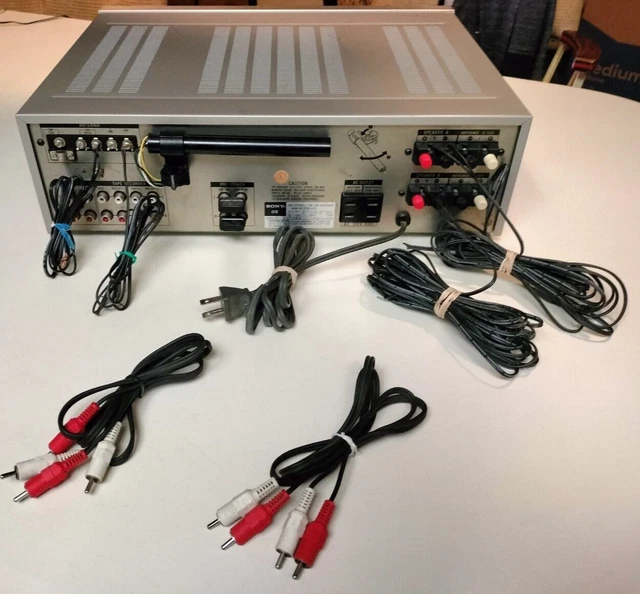 TESTED SONY OB STR-V55 FM Stereo/FM AM Receiver, 2-RCA Audio & 4-Speakers Wires.