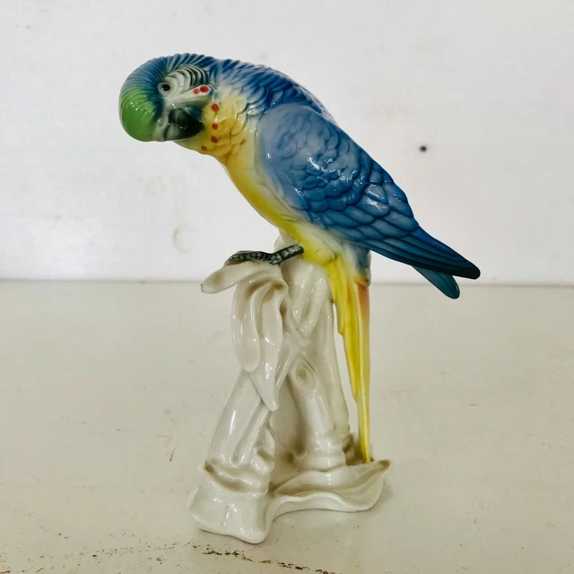 porcelaine polychrome représentant un perroquet cachet fabriquant .XX siècle.