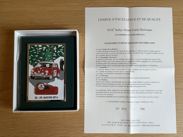 Plaque émaillée - 19e Rallye Historique Monte-Carlo 2016 - Original