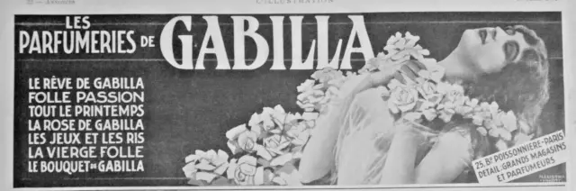 PUBLICITÉ DE PRESSE 1912 PARFUM GABILLA folle passion tout le printemps