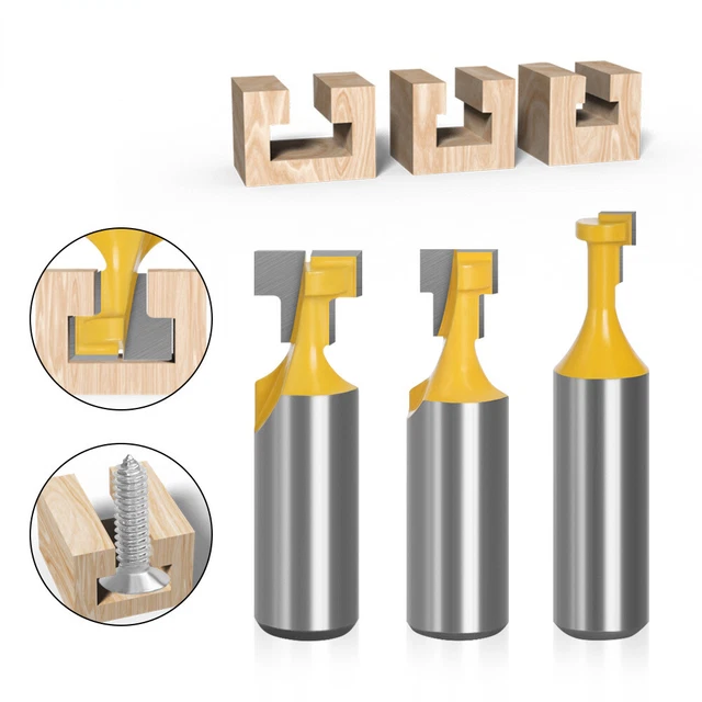 Milling Cutter for Wood T-Slot Cutter Router Bit Set Hex Bolt Key Hole Bits