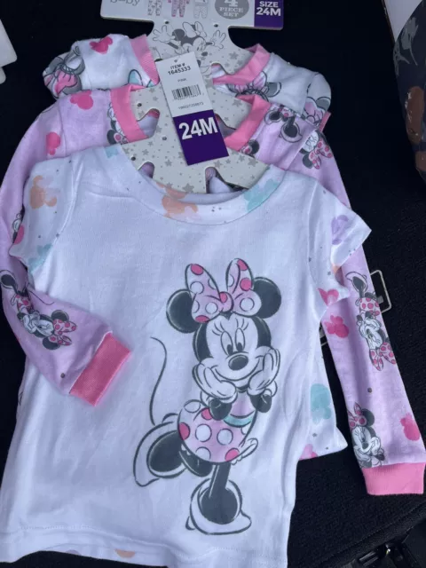 Disney Infant Girls Minnie Mouse 4 Piece Cotton Pajama Sleep Set 24 Months