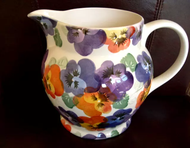 Emma Bridgewater Purple Orange Pansy Jug Pitcher Large 3 Pints Fox Backstamp New