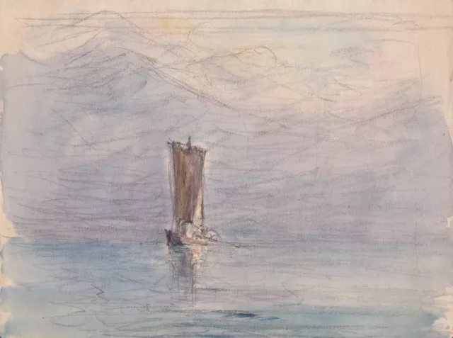 Georges Ricard-Cordingly Lago Maggiore Schiff ship Marine Aquarell watercolor