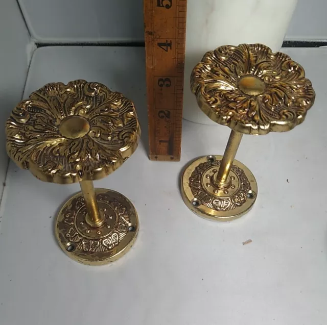 Pair Vintage Ornate Antique Style  Brass Curtain Tie Backs ( Two Pairs Available