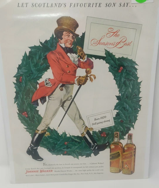 Vintage 1949 Johnnie Walker Christmas Advertisement