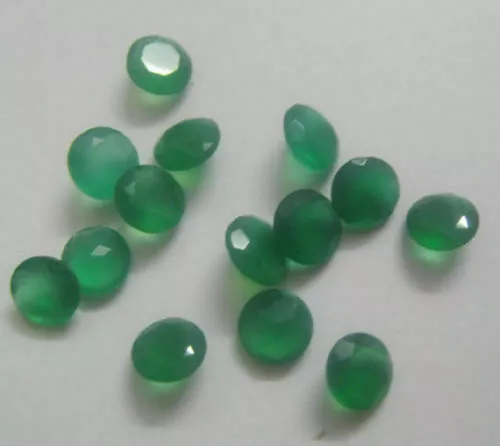 Great Natural Green Onyx Round Faceted Cut 3X3 MM To 20X20 MM Loose Gemstone