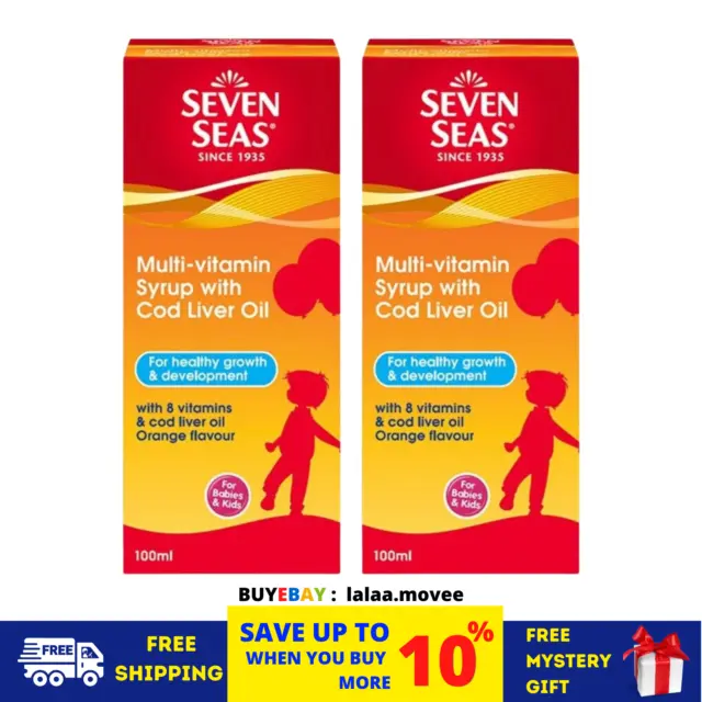 2 X 100ml Seven Seas Multivitamin Syrup With Cod Liver Oil Orange Flavor For Kid