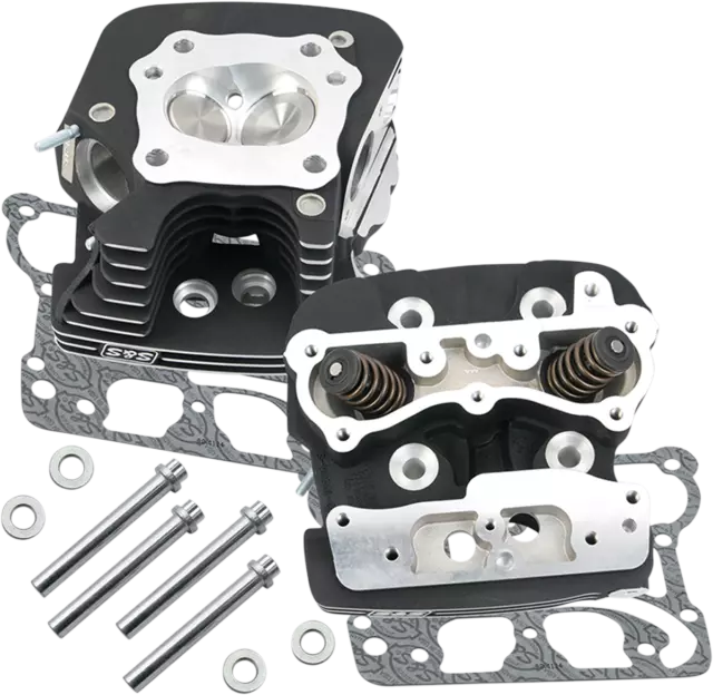 S & S Cycle Super Stock Twin Cam Cylinder Heads Wrinkle Black 79cc 900-0251