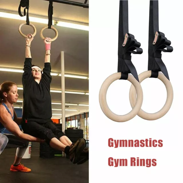 Wood Gymnastic Rings Training Equipment Cross-Training Fitness Dips