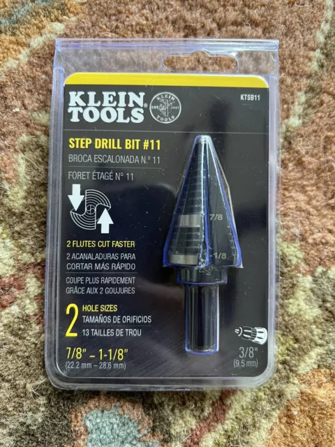 Klein Tools Step Drill Bit #11 Double-Fluted 7/8 to 1-1/8-Inch #KTSB11 BRAND NEW