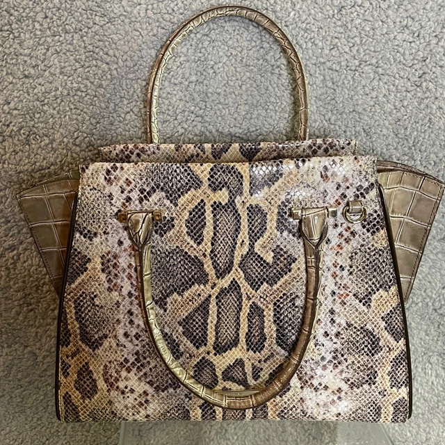 Brahmin Priscilla Satchel Natural Leighton Handbag Purse Snakeskin Taupe NWT