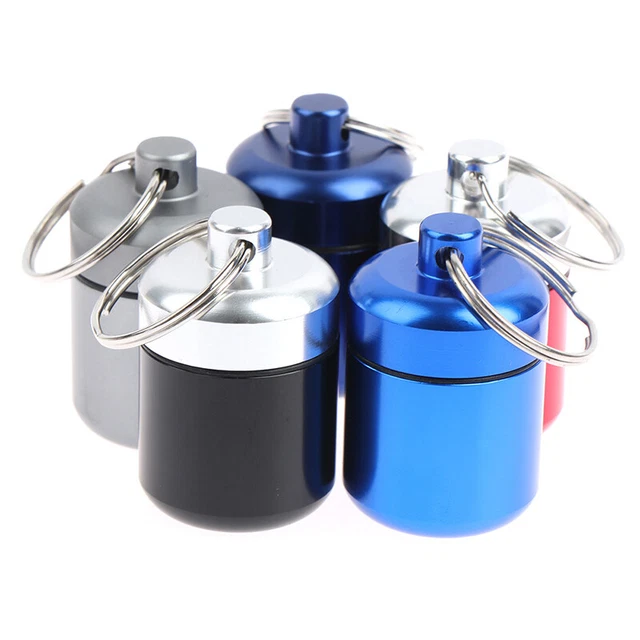 Aluminum Waterproof Medicine Pill Box Case Bottle Holder Container Keychain{ BII