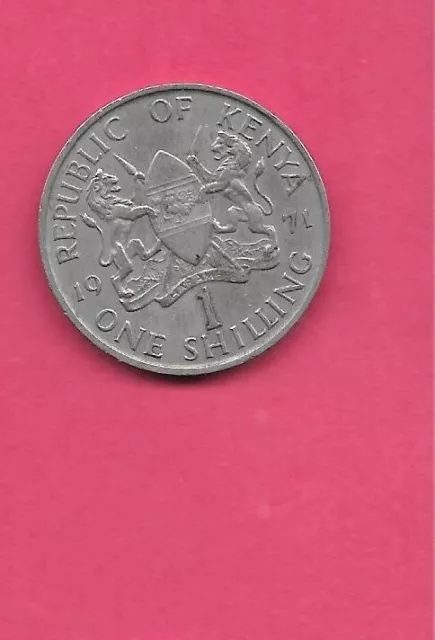 Kenya Km14 1971 Vf-Very Fine-Nice Old Vintage Circ Used Shilling  Coin