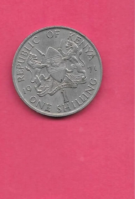 Kenya Km14 1971 Vf-Very Fine-Nice Old Vintage Circ Used Shilling  Coin