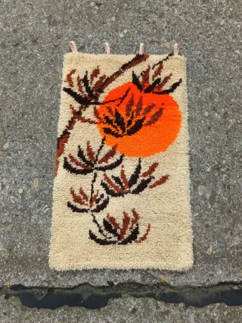 Arazzo Vintage Tappeto Arazzo Mid Century Arazzo Parete Carpet 65 x 40 E12