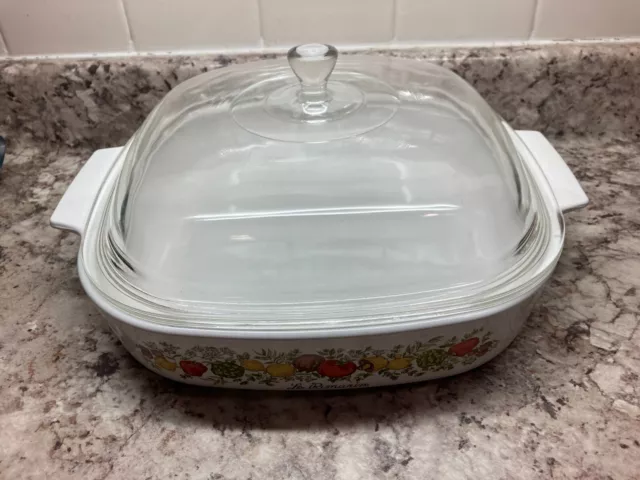 Vint. Corning Ware Spice Of Life A-10-B 9 3/4" X 9 3/4" Casserole Dish With Lid