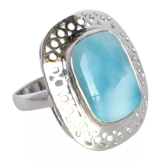 Belle bague larimar en argent sterling 925 fabriquée à la main