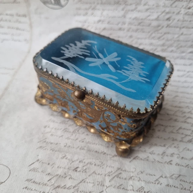 Coffret Bijoux Ancien – Vitrine En Verre Et Laiton – 19ème Siècle – Fabrication Française
