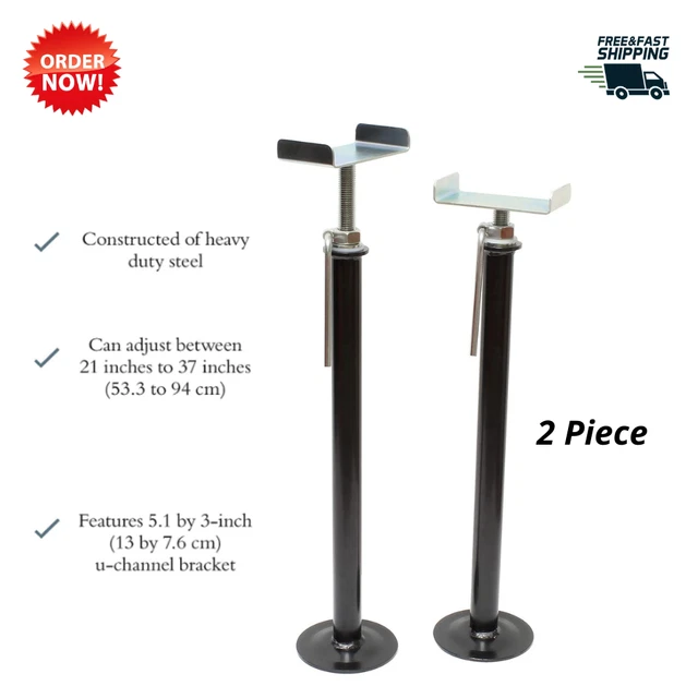 Travel Trailer RV Slide Out Stabilizer Jacks 21"- 37" Camper Jack Stands, 2pcs