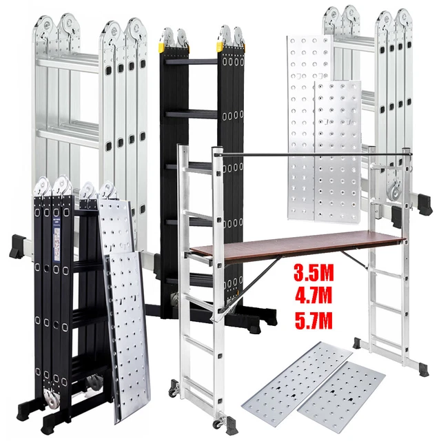 3.5M5.7M FOLDING LADDER MultiPurpose Aluminium Platform Scaffold