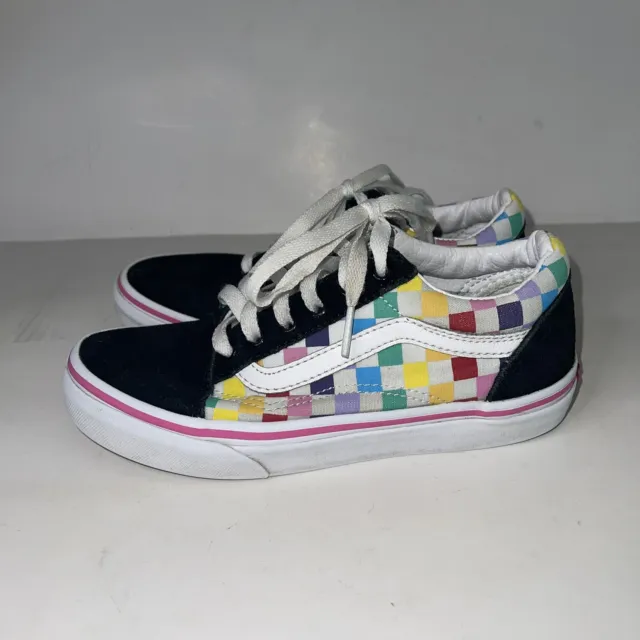 VANS OFF THE Wall rainbow checkered shoes kids size 3 $19.88 - PicClick