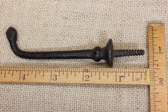 Old Single Coat Screw In Hook Diamond Tip School Farmhouse Iron Vintage 1880’s 4