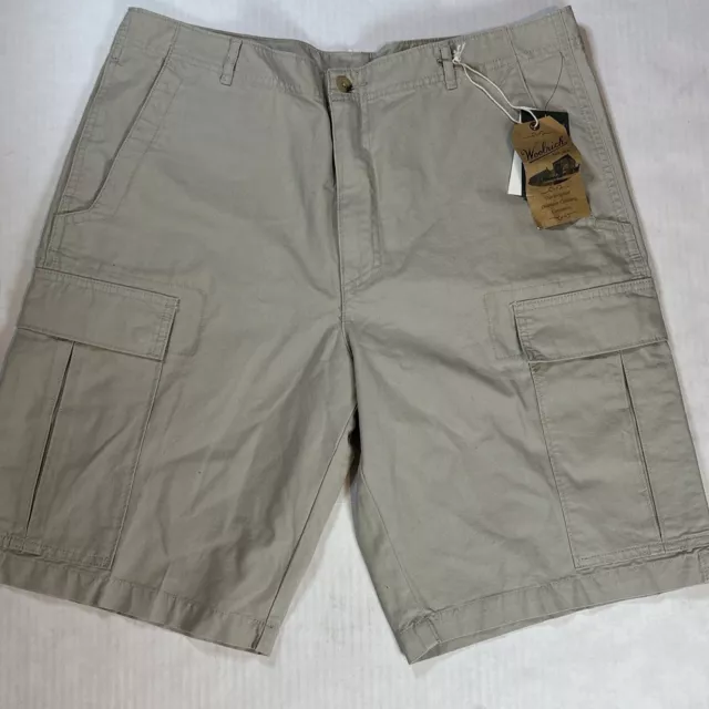 NWT Woolrich Mens Sequence Cargo Shorts Khaki Size 36 Outdoor Pockets New