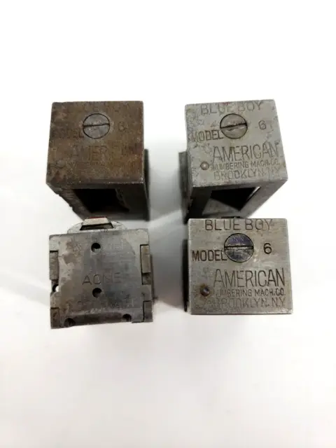 American Numbering Machines 3 Blueboy Model 6 + 1 Acme Total Lot of 4 Vintage