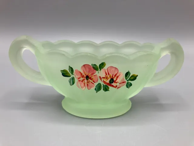 Vintage Art Deco Small Green Frosted Glass Posy Vase, Bagley 1930's (B5)